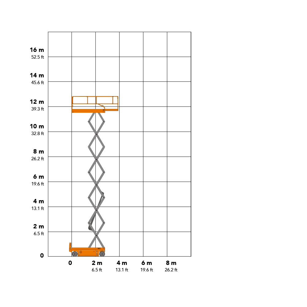 Dingli 1412 13.8m Electric Scissor Lift Working Envelope