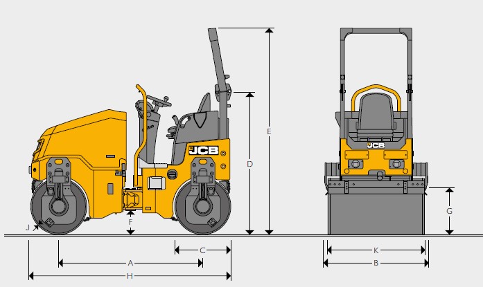 JCB CT260-120 TANDEM VIBRATORY ROLLERS Working Envelope